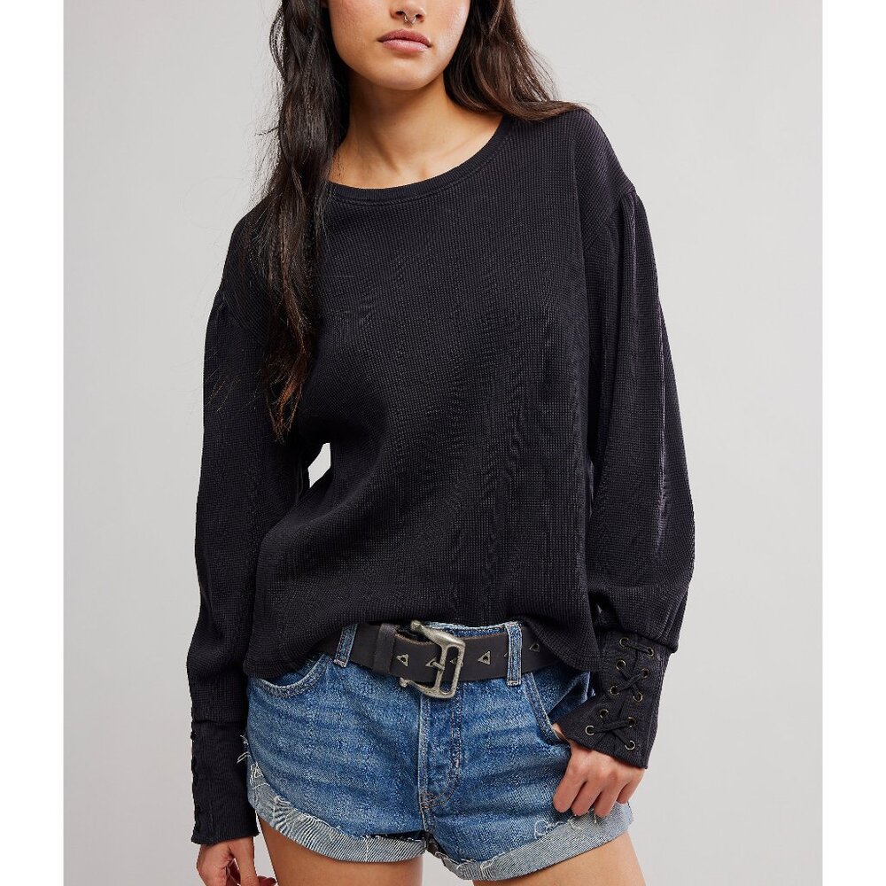 FREE PEOPLE We The Free Lapis Cuff Long Sleeve Top / Black
